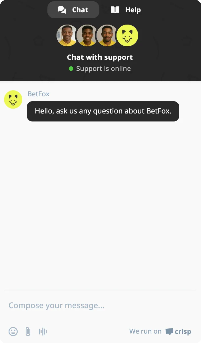 BetFox Casino Ghana Live Chat Support Interface